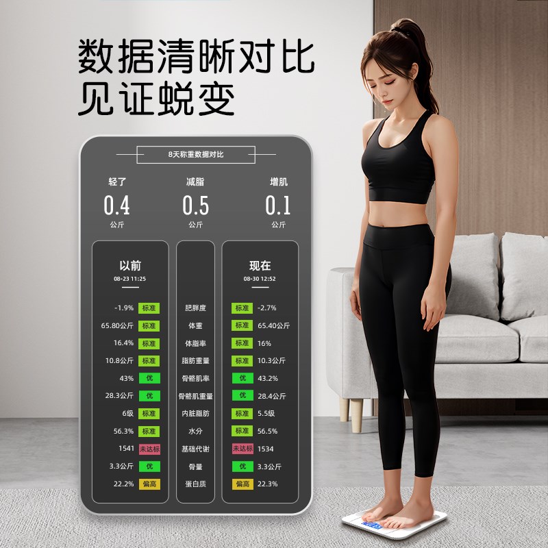 清华同方智能体脂秤家用精准耐用小型充电电子秤高精准测人体体重