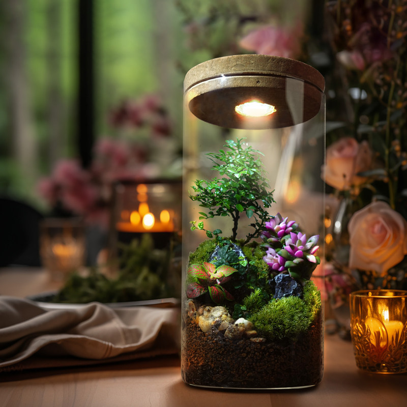 丘辰苔藓微景观生态瓶办公室内桌面绿植DIY造景观小摆件植物盆栽