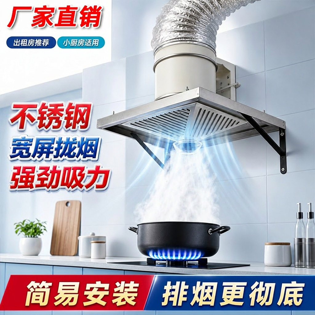 简易拢烟式排风扇出租房抽油烟机家用大吸力排气扇强力换气扇厨房