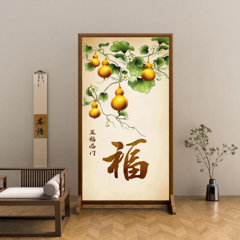 障屏风隔断中式饰简约新进门客厅装遮挡玄关布艺家用1艺术屏座屏