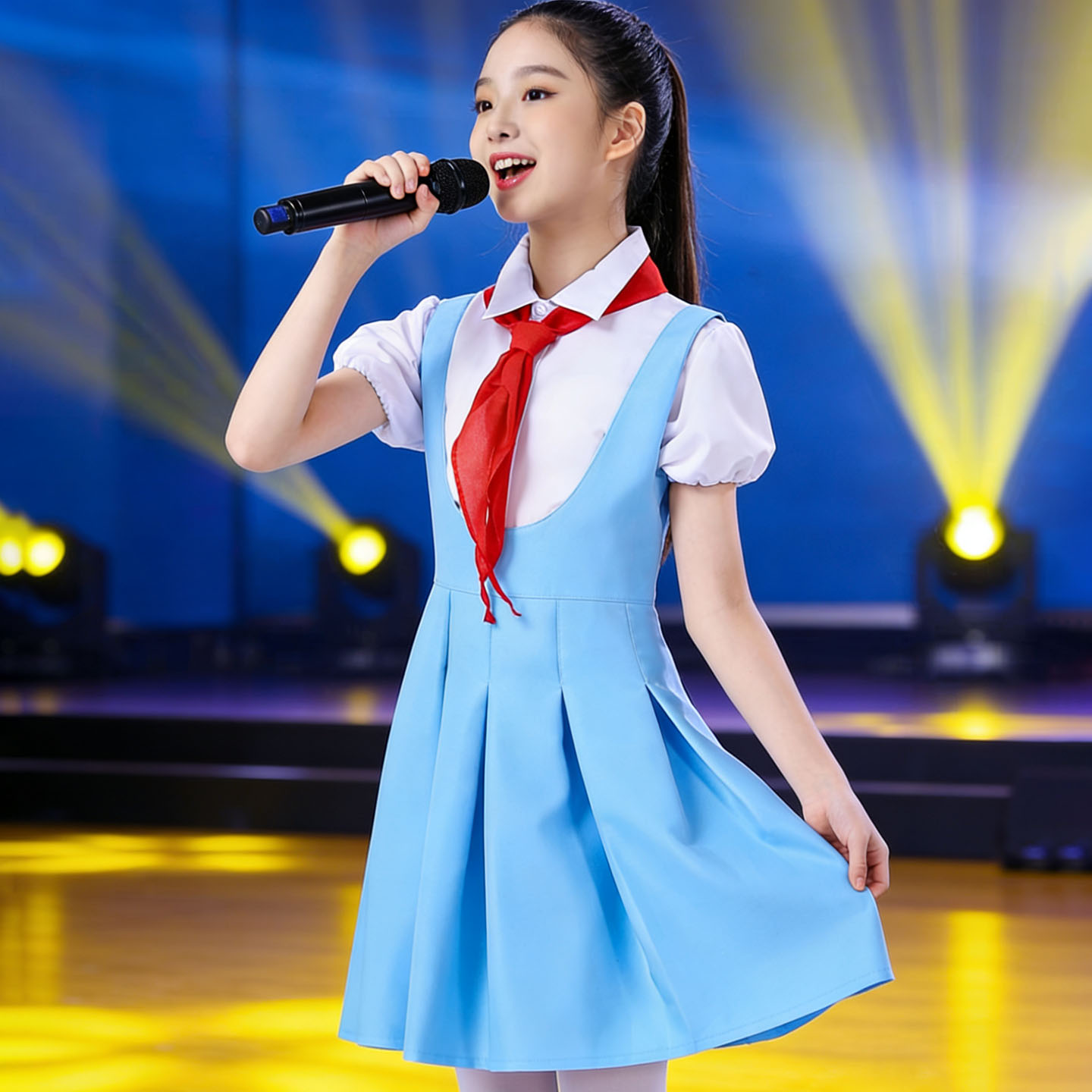 六一儿童合唱演出服女童学生学院风爱国诗歌朗诵演讲舞台表演服装图片