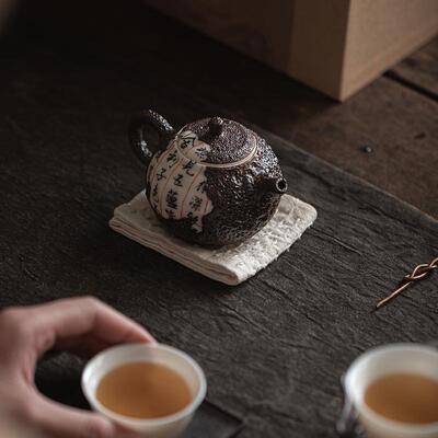 陈仁慧老师手作柴烧茶具心经残卷陶瓷手执壶文人小品壶