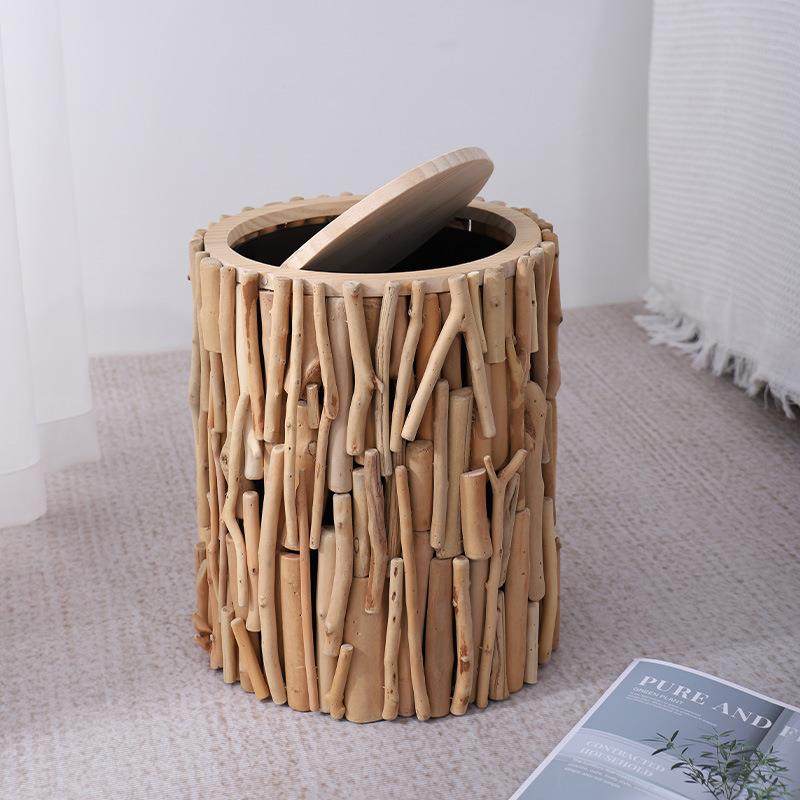 跨境创意原木家务清洁用具圆形摇盖式户外垃圾桶内贸凳子多功能,电子元器件市场,其它元器件,淘宝优惠券,粉丝福利购,淘宝优惠卷