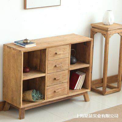 置物架架家具客厅一体家用老榆木门板办公室靠墙书柜实木靠墙