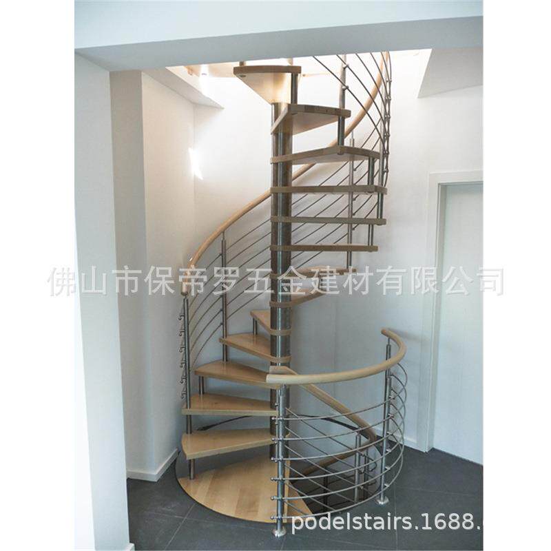 复式阁楼公寓小型旋转楼梯弧型家用简约楼梯栏杆扶手