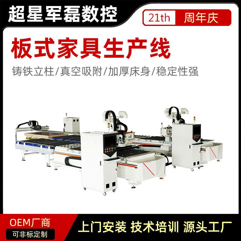 全自动木工开料机直排换刀板式家具加工中心隐形件柜门数控雕刻机
