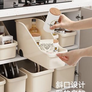 锅具收纳盒带滑轮橱柜锅架子厨房放锅置物架家用抽屉多功能储物盒