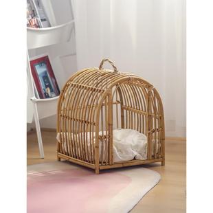 藤编宠物帐篷四季 室内猫舍猫咪屋 通用猫窝猫笼夏季 宠物床半封闭式