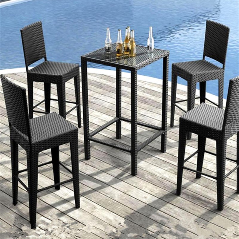 藤椅三件套高脚藤桌椅户外吧台前台C藤椅家具休闲阳台桌椅酒吧桌