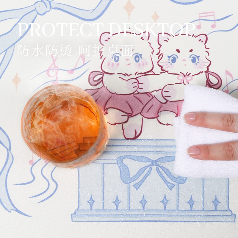 芭蕾风床头柜保护垫子少女u卧室皮革桌垫防水防烫茶几桌布防尘盖