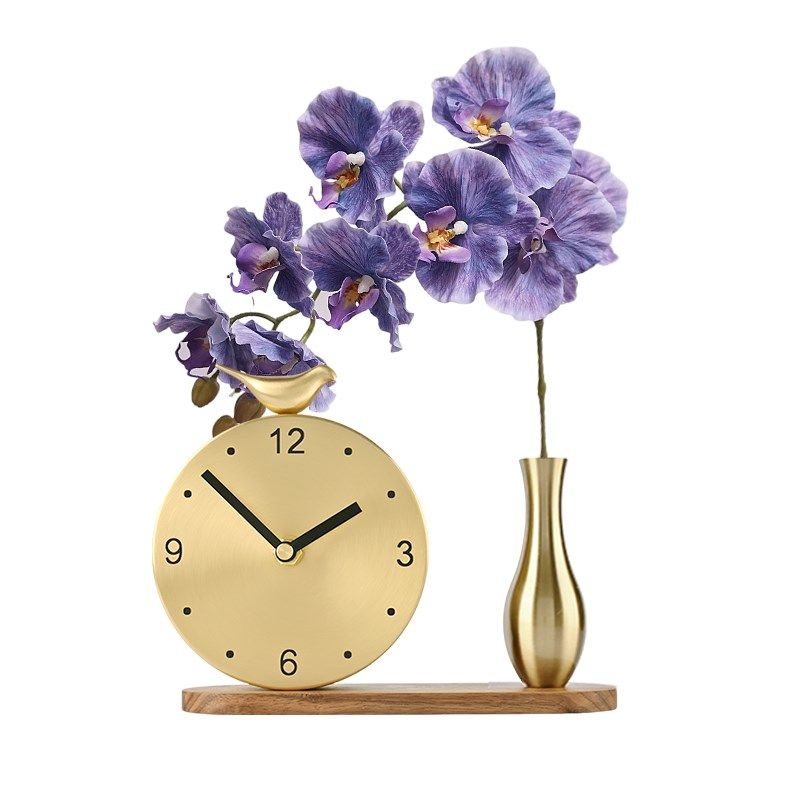 2025轻奢高级座钟客厅桌面黄铜创意时钟摆件居家静音台式花瓶钟表,家居饰品,座钟,淘宝优惠券,粉丝福利购,淘宝优惠卷