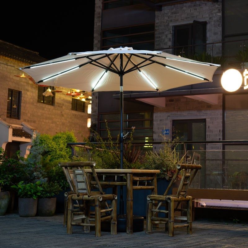 带太阳能LED灯户外伞中柱伞外摆阳台休闲太阳伞奶茶店庭院遮阳伞,住宅家具,中柱伞,淘宝优惠券,粉丝福利购,淘宝优惠卷