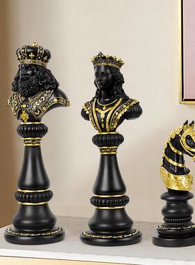 国际象棋创意摆件家居高档装饰品样板房酒柜桌面玄关工艺品北欧风
