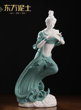 东方泥土新中式古典艺术美女客厅玄关酒柜书房博古架高档会所摆件