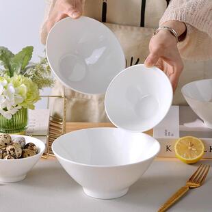 高档纯白无铅骨瓷面 面碗斗笠碗家用饭碗大菜碗米线 线碗釉下彩陶