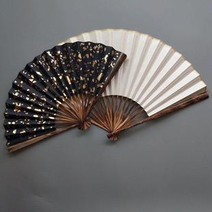 手磨全棕竹折扇文玩7寸8寸9寸棕竹全芯扇子 洒金黑 空白苏工扇面