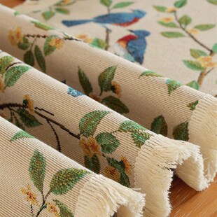 花鸟法式复古风桌旗餐桌玄关柜餐边柜盖布加厚垫布遮丑桌布加流苏