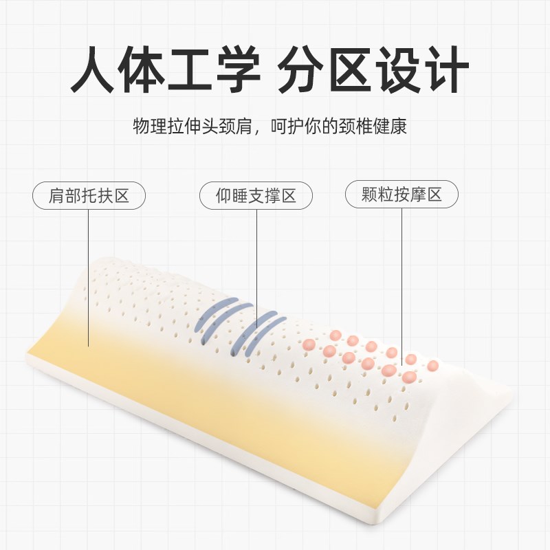 颈椎枕头泰国乳胶圆柱牵引护颈枕水滴睡U眠脊椎硬枕芯