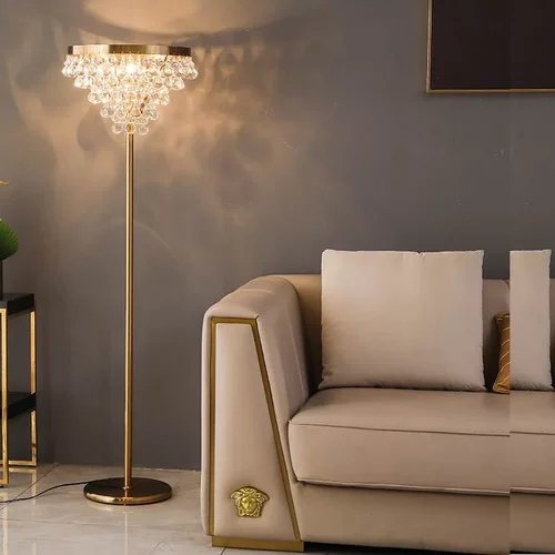 跨境后现代客厅落地灯创意水晶美式轻奢大气卧室立式台灯床头网红