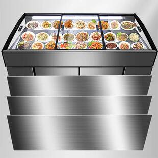 雪村1.6/1.8/2米阶梯冰台不锈钢商用海鲜点菜柜 冷藏冷冻商超柜