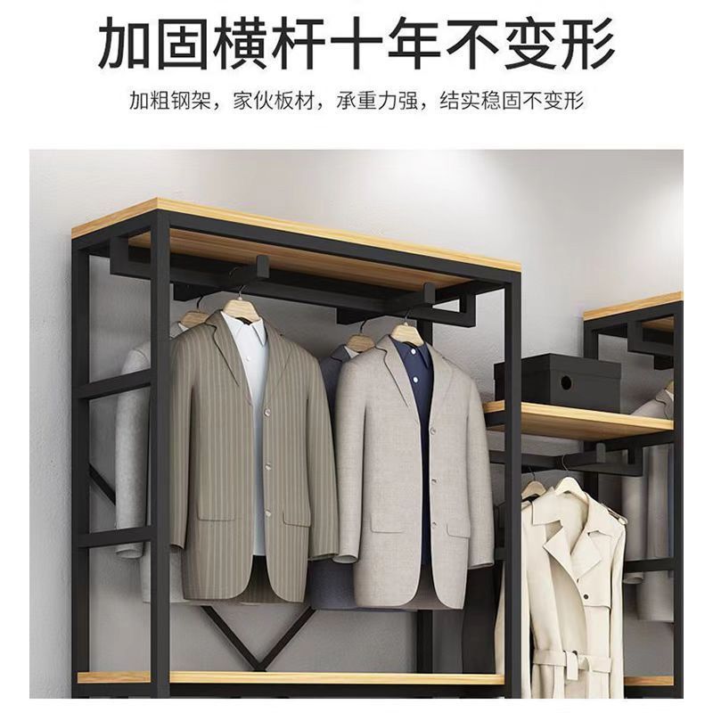 服装店陈列架展示架落地式双层挂衣服架子服装店专用货架展示柜子