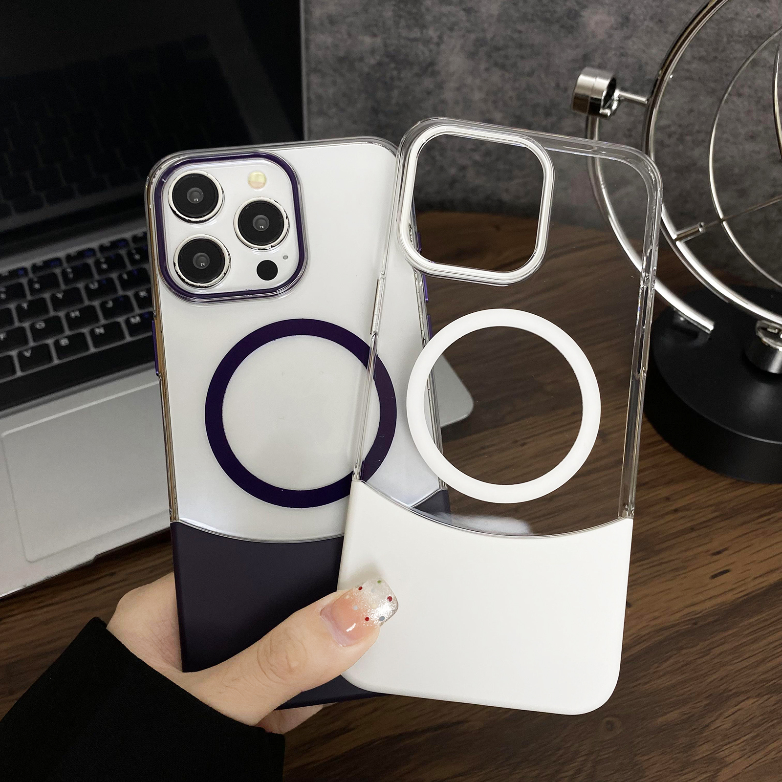 ins极简撞色拼接磁吸适用iPhone16proMax苹果15PILS手机壳14Pro新款13透明12男女15promax情侣16plus防摔套