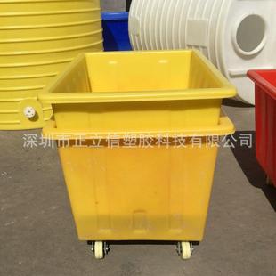 大號加厚塑料料周轉(zhuǎn)箱長方OIH形工7業(yè)塑料箱子藍(lán)色55箱帶可輪物膠