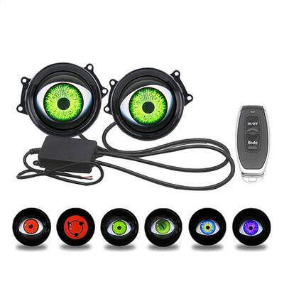 跨境新款动态LED汽车大灯3寸 恶魔眼LED眼睛灯改装鹰眼灯眨眼灯
