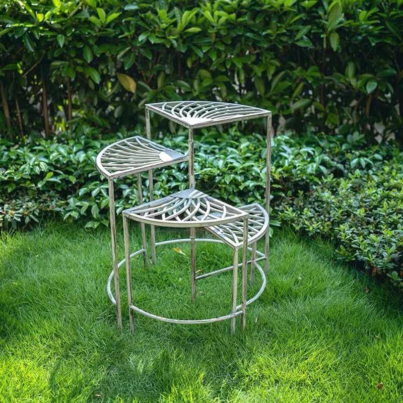 花地装XQJ架子户外庭院铁艺落式花园阳台饰欧式花盆架层转角置多