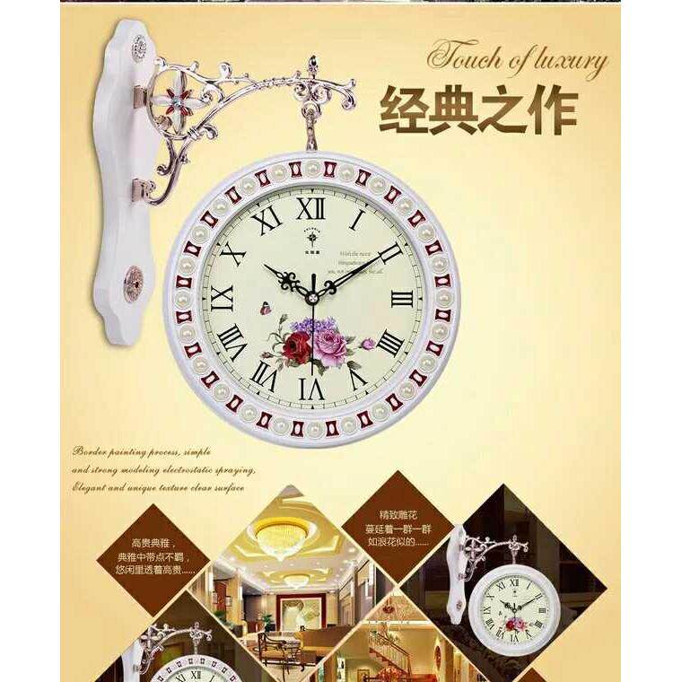 双面挂钟客厅静音两面吊钟现代简约创意石英钟餐厅个性挂表