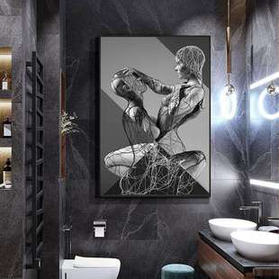 酒吧墙面装饰画艺术空山基酒店卫生间厕所挂画抽象人物画