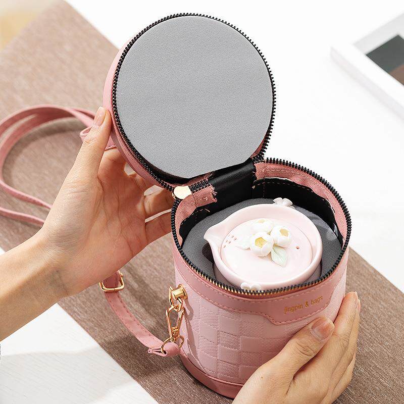 旅行茶具快客杯 一壶二杯便携式盖碗小套户外功夫套装露营泡茶女