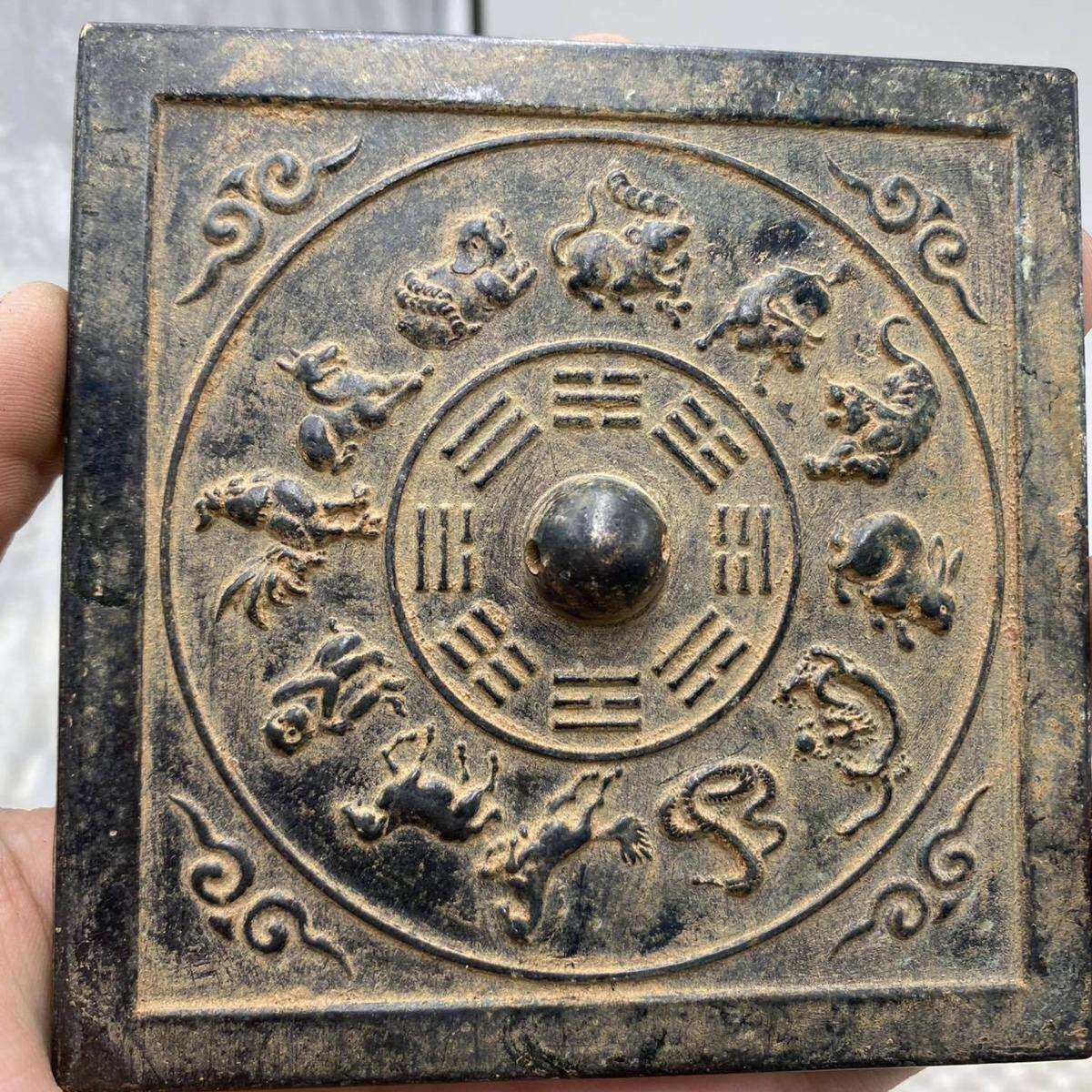 现货古董杂件做旧仿古铜器铜镜复古摆件新品地摊货源