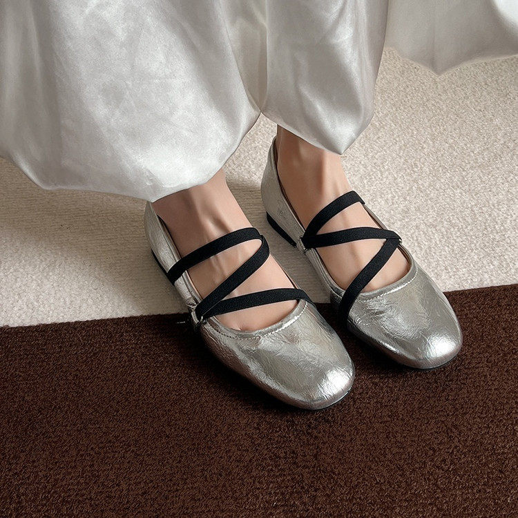 手工女鞋2025年春季新款芭蕾风平底通勤松紧交叉带羊皮单鞋子,户外/登山/野营/旅行用品,登山鞋/徒步鞋,淘宝优惠券,粉丝福利购,淘宝优惠卷