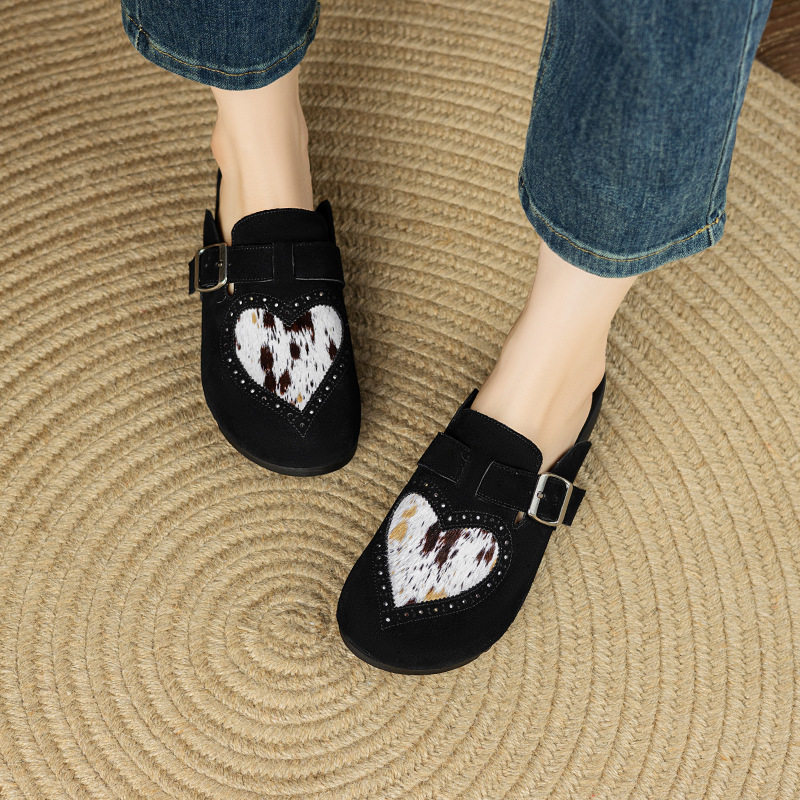 娇文希真皮女鞋2025夏季外穿圆头马毛包头拖鞋平底厚底懒人博肯鞋,户外/登山/野营/旅行用品,登山鞋/徒步鞋,淘宝优惠券,粉丝福利购,淘宝优惠卷