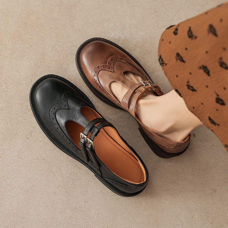 学院风复古擦色雕花布洛克小皮鞋2024秋季新款T字带圆头厚底单鞋,户外/登山/野营/旅行用品,登山鞋/徒步鞋,淘宝优惠券,粉丝福利购,淘宝优惠卷