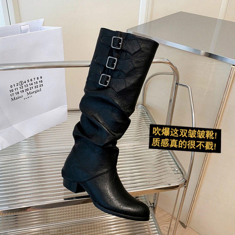 两穿皮带扣长靴2025夏季新款朋克风尖头西部牛仔靴复古百搭骑士靴,户外/登山/野营/旅行用品,登山鞋/徒步鞋,淘宝优惠券,粉丝福利购,淘宝优惠卷