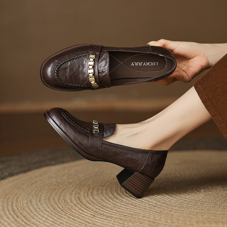 气质通勤圆头一脚蹬高粗跟深口乐福单鞋女2025新款夏小皮鞋,户外/登山/野营/旅行用品,登山鞋/徒步鞋,淘宝优惠券,粉丝福利购,淘宝优惠卷