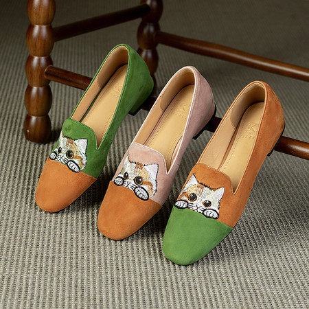 巨舒服~新中式国风~真皮刺绣豆豆鞋2025春季新款单鞋平底女鞋子,户外/登山/野营/旅行用品,登山鞋/徒步鞋,淘宝优惠券,粉丝福利购,淘宝优惠卷