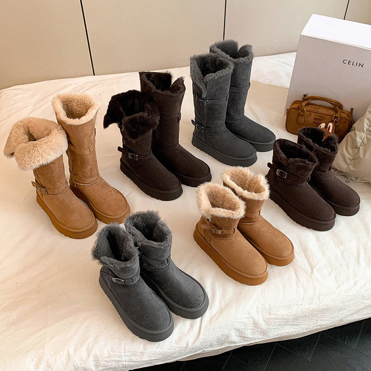 大码雪地靴女款2025冬季新款东北毛毛靴加绒加厚保暖外穿厚底棉靴
