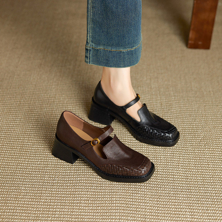 优雅复古?跟高5.5cm时尚春秋新款方头编织玛丽珍鞋女气质单鞋,户外/登山/野营/旅行用品,登山鞋/徒步鞋,淘宝优惠券,粉丝福利购,淘宝优惠卷