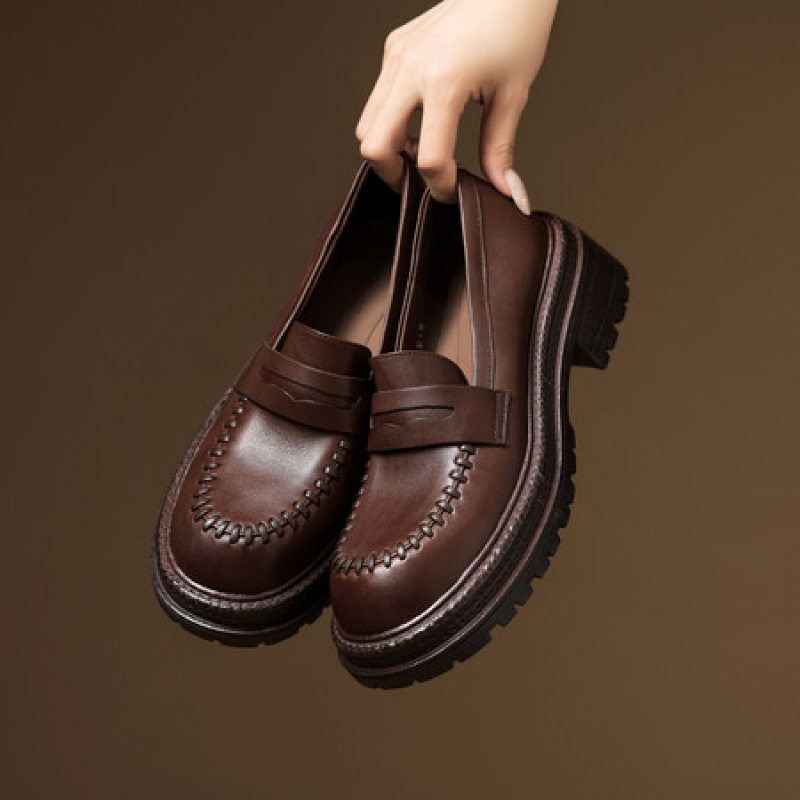 成都手工女鞋复古厚底增高乐福鞋女真皮圆头深口单鞋通勤小皮鞋,户外/登山/野营/旅行用品,登山鞋/徒步鞋,淘宝优惠券,粉丝福利购,淘宝优惠卷