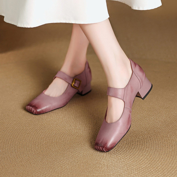 复古水洗牛皮方头粗跟玛丽珍鞋女2025秋新款浅口一字扣带中跟单鞋,户外/登山/野营/旅行用品,登山鞋/徒步鞋,淘宝优惠券,粉丝福利购,淘宝优惠卷