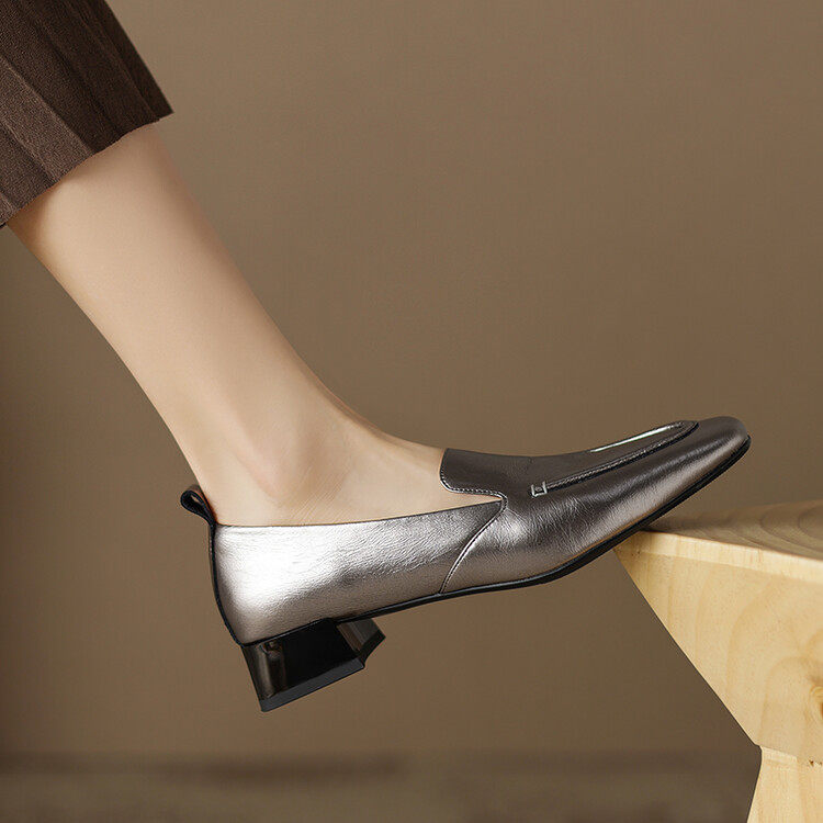 银色方头乐福鞋女2023年新款春秋复古小皮鞋中跟英伦休闲粗跟单鞋,户外/登山/野营/旅行用品,登山鞋/徒步鞋,淘宝优惠券,粉丝福利购,淘宝优惠卷