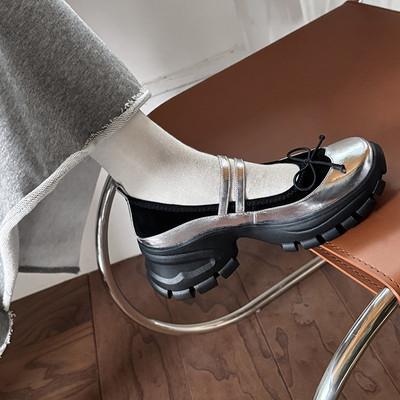 甜美可爱风蝴蝶结双扣带玛丽珍单鞋2025春季新款圆头厚底运动鞋女