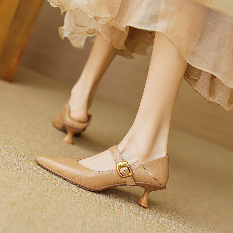 真皮厚底一字扣带玛丽珍女鞋春秋季新款尖头高跟鞋百搭浅口单鞋女,户外/登山/野营/旅行用品,登山鞋/徒步鞋,淘宝优惠券,粉丝福利购,淘宝优惠卷