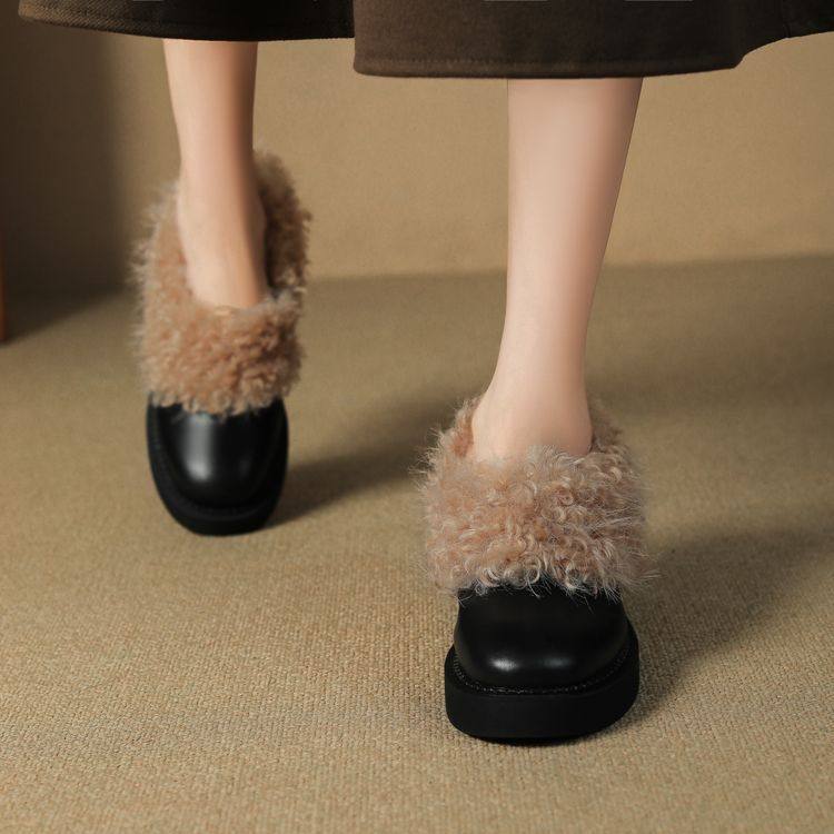 2024冬季新款加绒厚底毛毛单鞋女英伦风圆头一脚蹬舒适粗高跟鞋子,户外/登山/野营/旅行用品,登山鞋/徒步鞋,淘宝优惠券,粉丝福利购,淘宝优惠卷