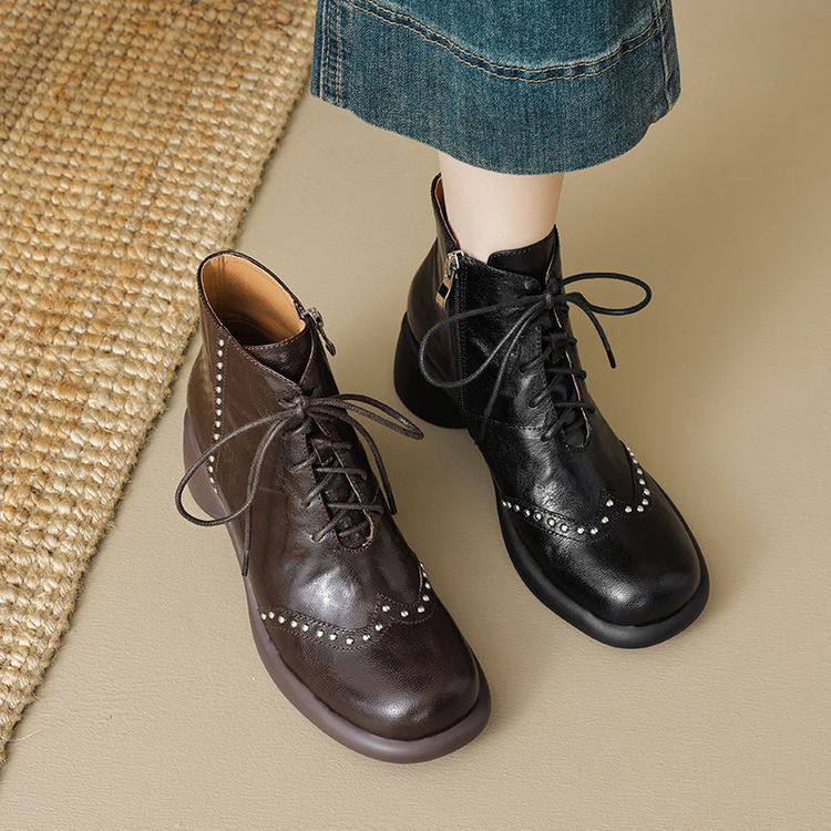 法式复古气质女王范铆钉前系带机车靴2024秋冬新款休闲风马丁靴女,户外/登山/野营/旅行用品,登山鞋/徒步鞋,淘宝优惠券,粉丝福利购,淘宝优惠卷