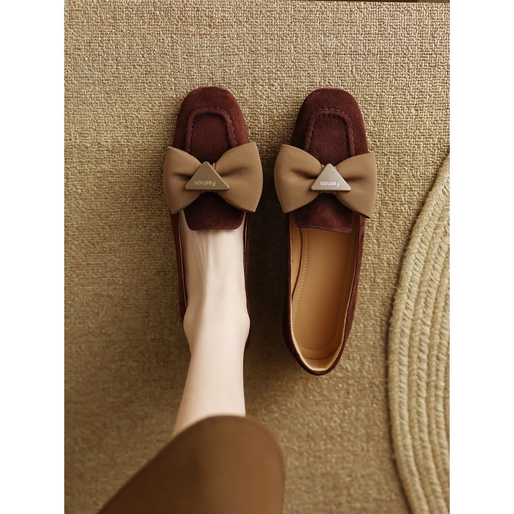 英伦风复古羊翻皮一脚蹬乐福鞋百