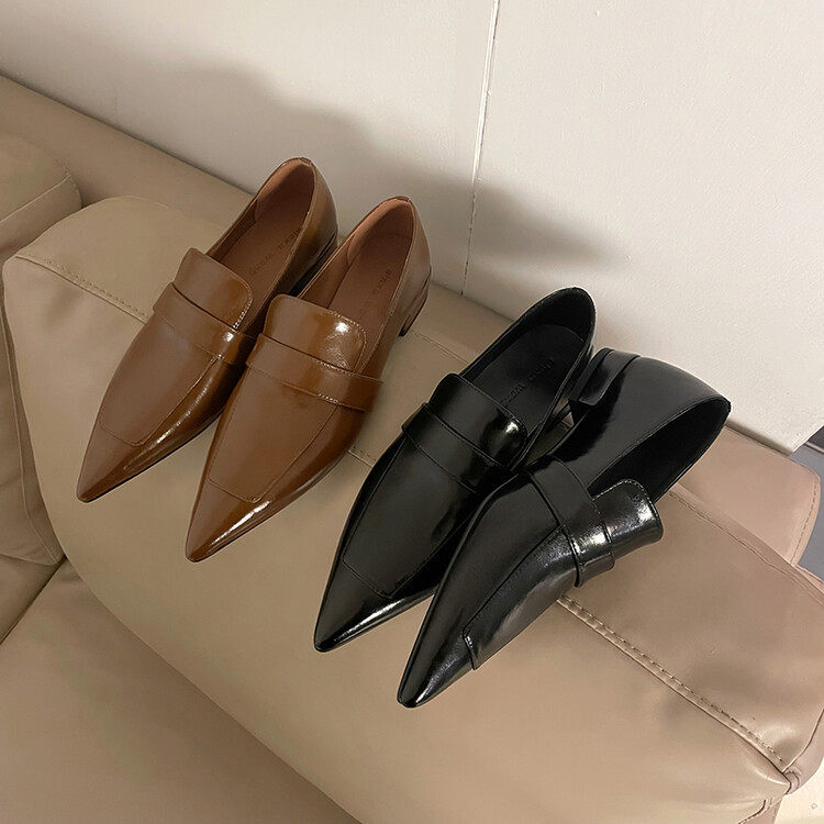 欧美简约冷淡风全皮尖头乐福鞋2023春季低跟小皮鞋牛皮深口单鞋女,户外/登山/野营/旅行用品,登山鞋/徒步鞋,淘宝优惠券,粉丝福利购,淘宝优惠卷